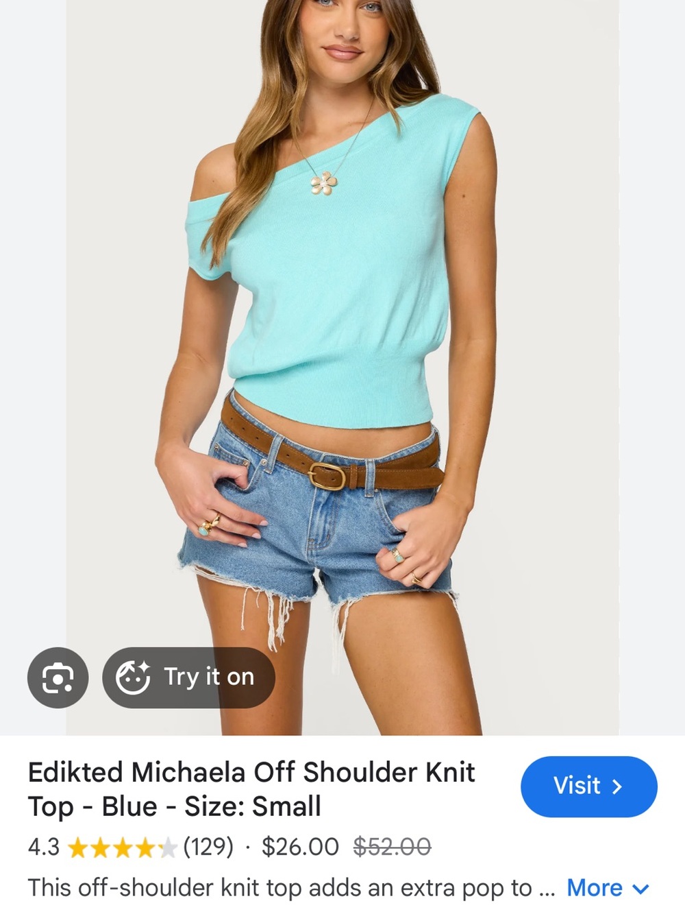 Edikted Off-Shoulder Knit Top in Aqua